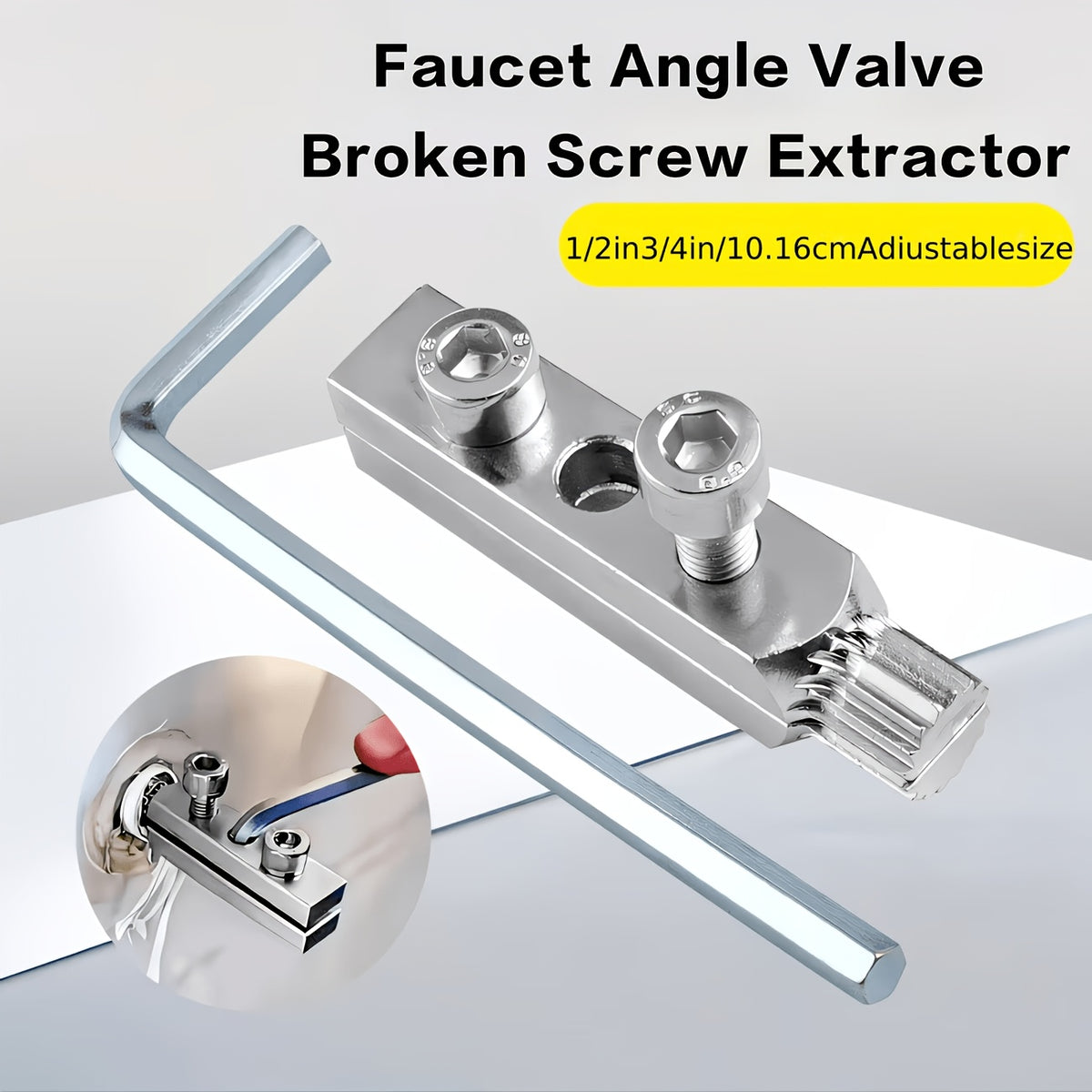 Faucet Angle Valve Broken Screw Extractor, 1/2" 3/4" Adjustable Pipe Repair Tool