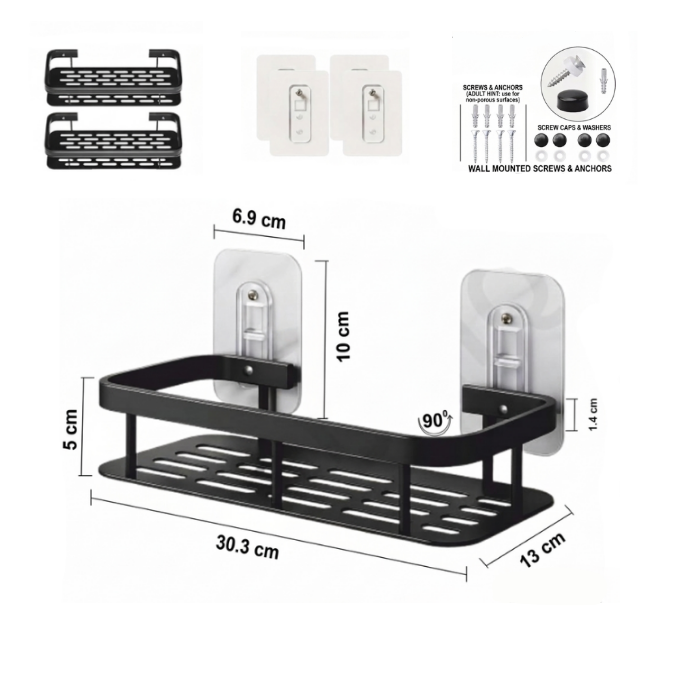 ✨ Luxury Bathroom Organizer Rack Pack of 2 with Free Soap Holder & Premium Hooks