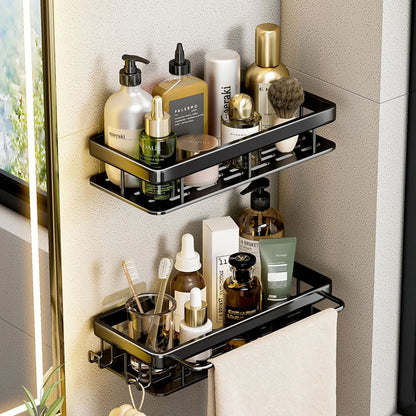 ✨ Luxury Bathroom Organizer Rack Pack of 2 with Free Soap Holder & Premium Hooks