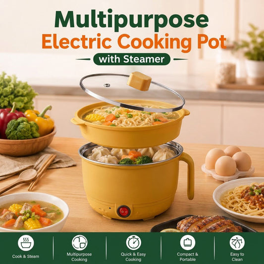 Multi-function Electric Hot Pot, Combines Steaming, Boiling, Frying, and Blanching, Anti-Dry Burn Non-Stick Inner Pot ⭐⭐⭐⭐⭐