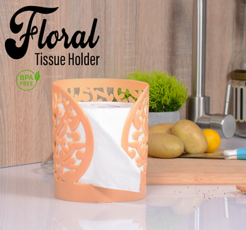 (Pack of 2) Plastic Flower Design Tissue Roll Paper Holder For Home and Outdoor Use