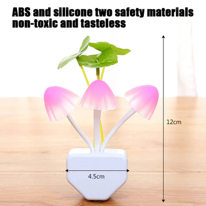 (Pack of 2) Cute Mushroom LED Night Light Dimming Sensor Wall Lamp For Home Decor