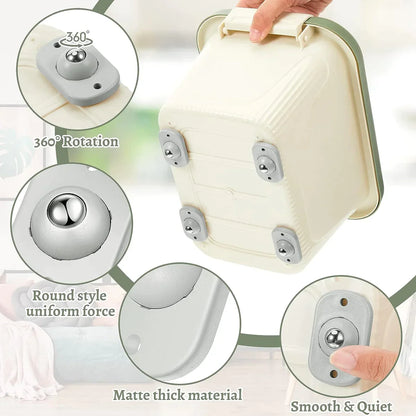 Self-Adhesive Rotating Mini Wheels for Storage Boxes & Bins