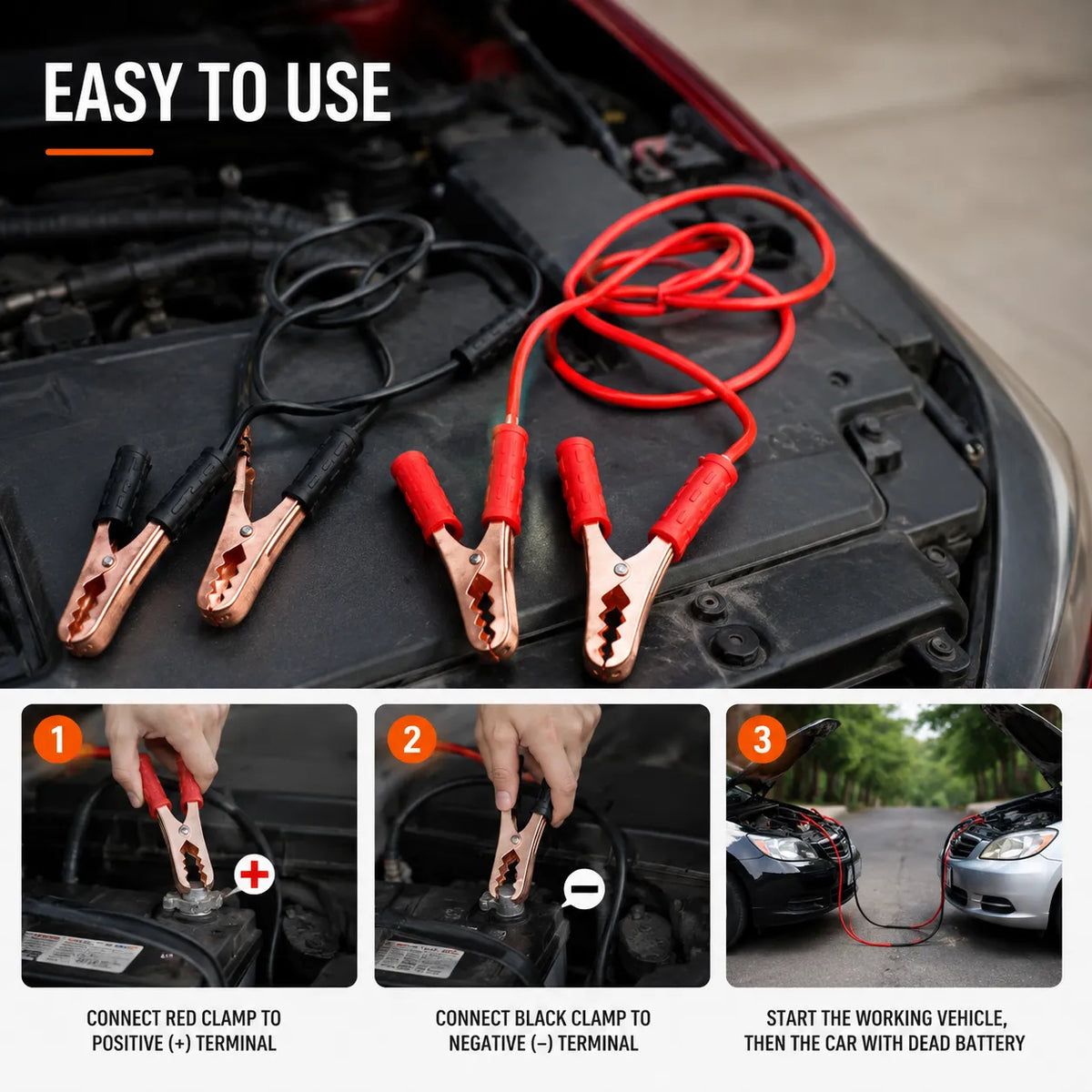 Heavy-Duty Emergency Car Battery Jumper Cable