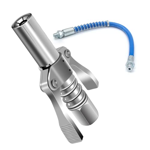 Grease Gun Coupler, Double Handles Quick Release Grease Nozzle Joint Fittings with 6 Thickened Jaws