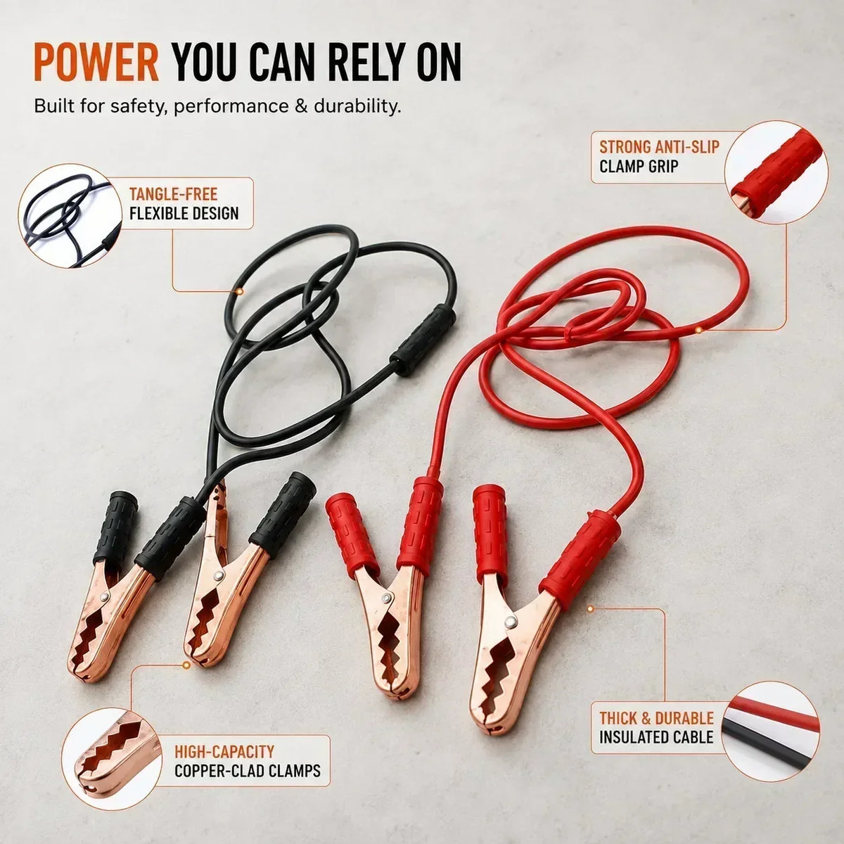 Heavy-Duty Emergency Car Battery Jumper Cable