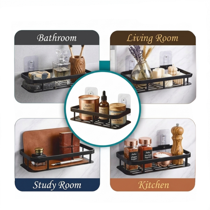 ✨ Luxury Bathroom Organizer Rack Pack of 2 with Free Soap Holder & Premium Hooks