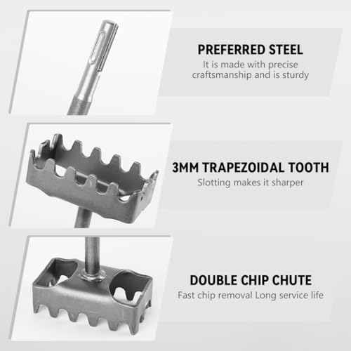 Square Hole Cutter for 86-Type Electrical Box 3/8" Shank Steel Heavy-Duty Trapezoidal Square Slot Cutter