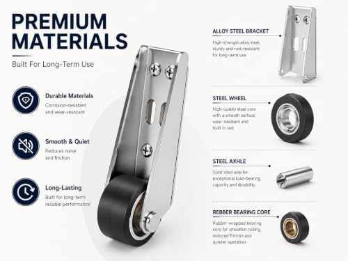 4 PCs Vertical Track Roller Wheel | Rubber Rolling Swivel Casters for Barn Sliding Door, Cabinet, Gate & Drawer