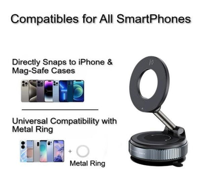 Portable Vacuum Suction Phone Holder – 360° Swivel Magnetic Base ⭐⭐⭐⭐