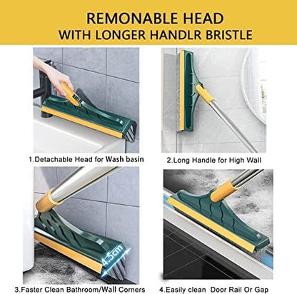 2-in-1 Bathroom Cleaning Brush with Wiper - Long Handle 120° Rotate Toilet Brush