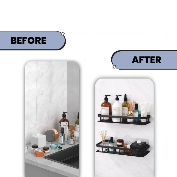 ✨ Luxury Bathroom Organizer Rack Pack of 2 with Free Soap Holder & Premium Hooks