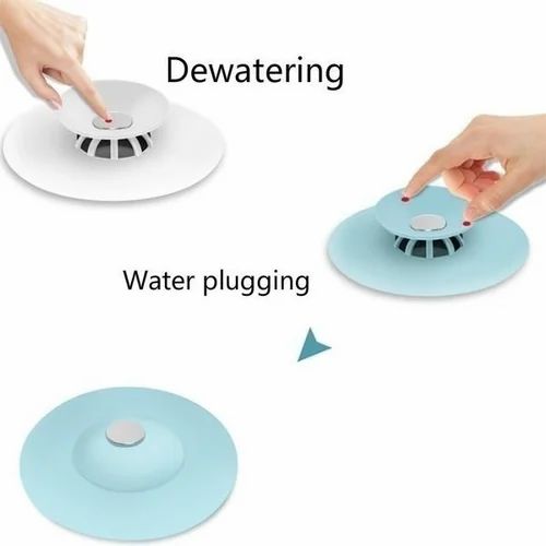 (Pack of 2) Press Type Anti-clogging Silicone Floor Drain Plug Outlet Filter Sink Cover