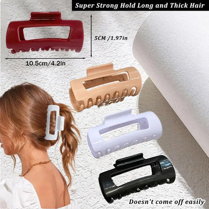 Matte Rectangle Claw Clip | Soft Silicone All-Day Hold | Set of 3 Colors | Women & Girl
