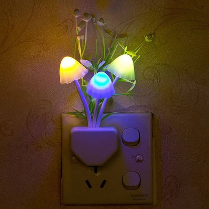 (Pack of 2) Cute Mushroom LED Night Light Dimming Sensor Wall Lamp For Home Decor