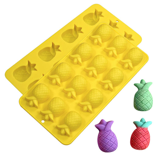 (Pack of 2) Multifunctional Silicone 12 Cavity Pineapple Style Ice Tray For Make Chocolate, Ice, Candy and Jelly