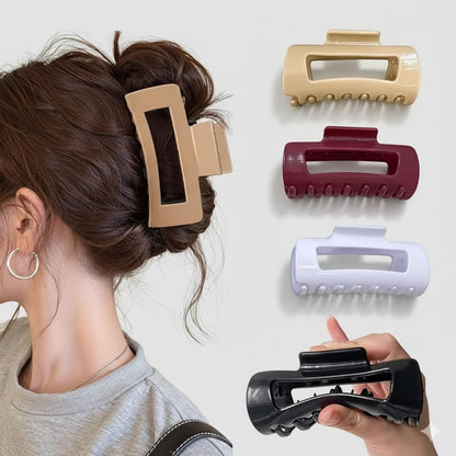 Matte Rectangle Claw Clip | Soft Silicone All-Day Hold | Set of 3 Colors | Women & Girl