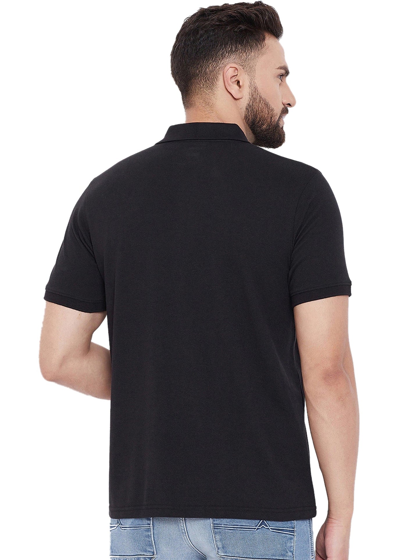 Cotton Blend Solid Half Sleeves Mens Polo Neck T-Shirt (Pack of 4)