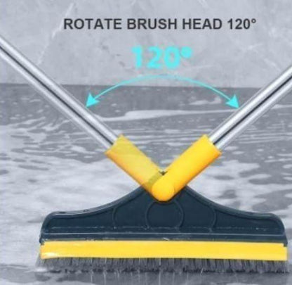 2-in-1 Bathroom Cleaning Brush with Wiper - Long Handle 120° Rotate Toilet Brush