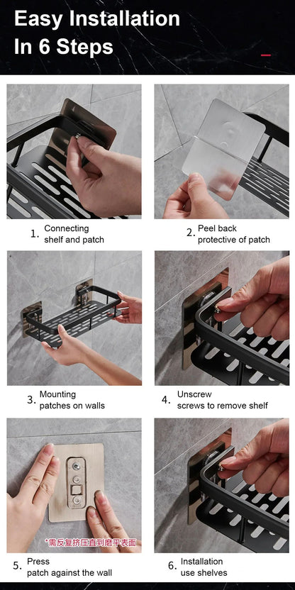✨ Luxury Bathroom Organizer Rack Pack of 2 with Free Soap Holder & Premium Hooks
