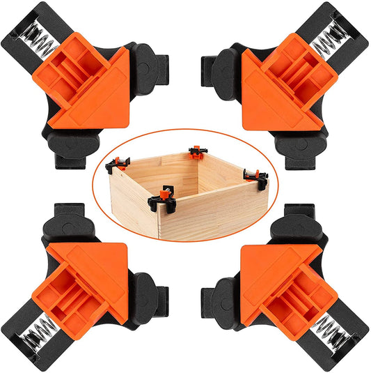 4 Pcs Multifunctional Corner Clamp Set | 90-Degree Right Angle, Adjustable Spring Clamp, Suitable for Carpentry, Cabinetry, Picture Frame Making, Handicrafts