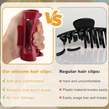 Matte Rectangle Claw Clip | Soft Silicone All-Day Hold | Set of 3 Colors | Women & Girl