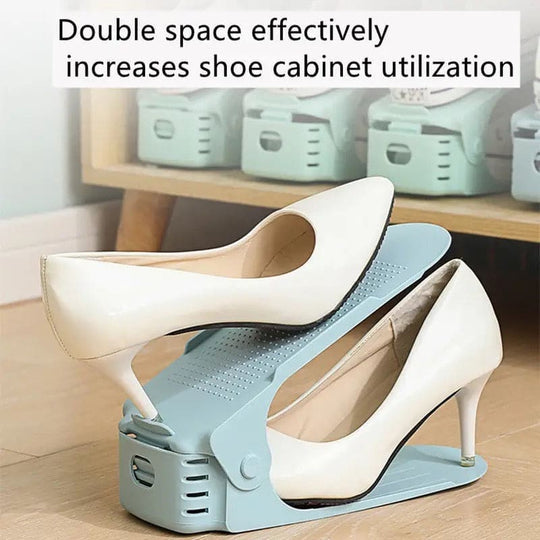 (Pack of 2) Foldable Double Layer Shoes Organizer Storage Rack for Closet Home and Outdoor Use