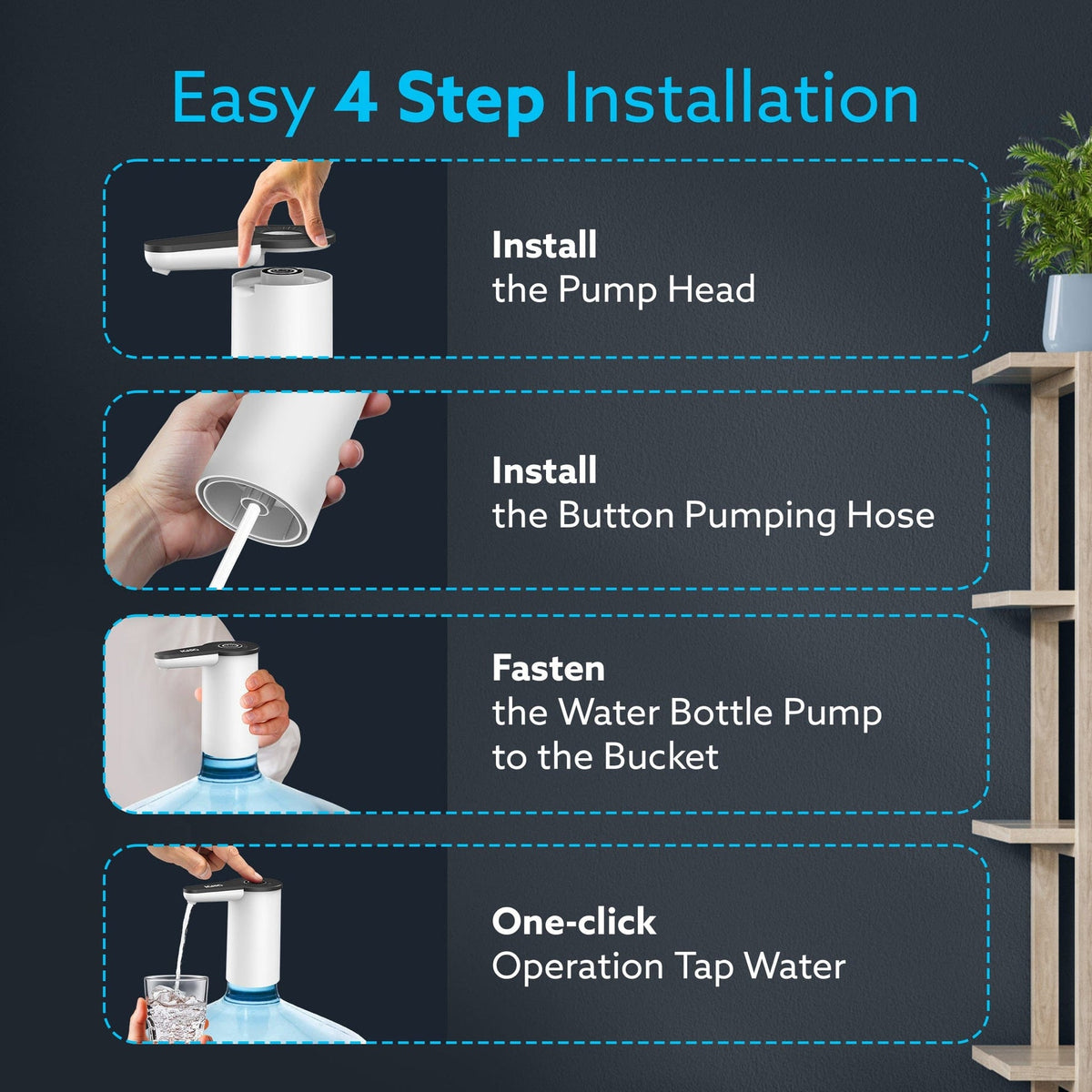 Imperial Automatic Electric Water Dispenser Pump | USB Rechargeable, Portable Drinking Water Pump for Home, Kitchen, Office & Camping