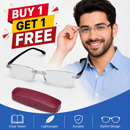 Buy One Get One Free Rimless Adaptive Power Reading Glasses @ Just 499/-