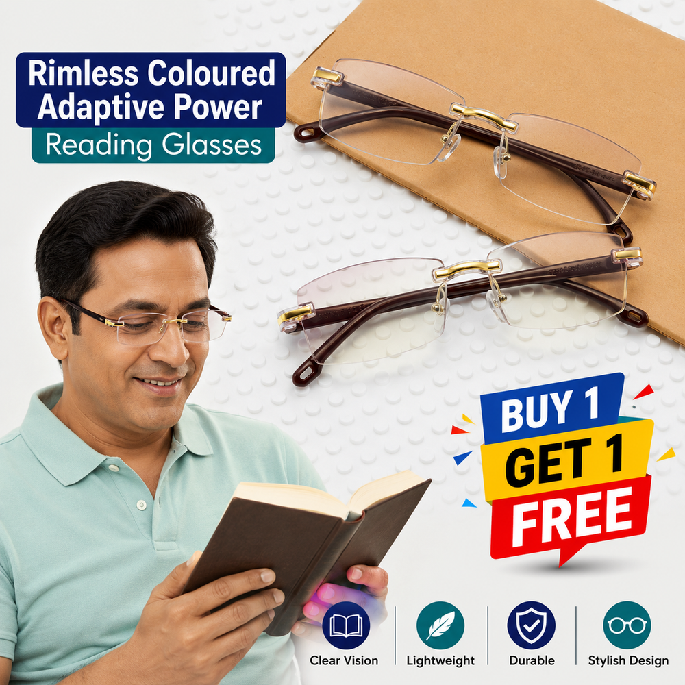 Buy One Get One Free Rimless Adaptive Power Reading Glasses @ Just 499/-