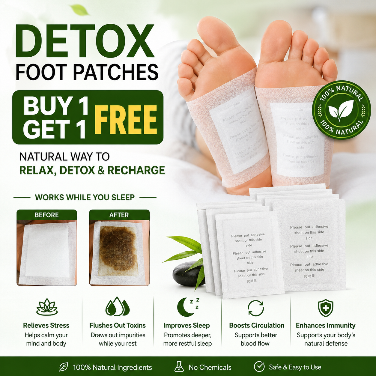Herbal Giloy Detox Patches 🌿✨ (Buy 1 Get 1 Free🔥🔥)