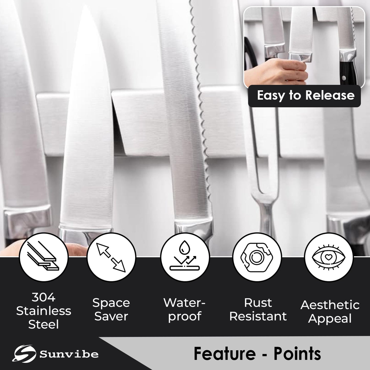Magnetic Knife Strip – Wall Mounted Knife Bar with Strong Magnet