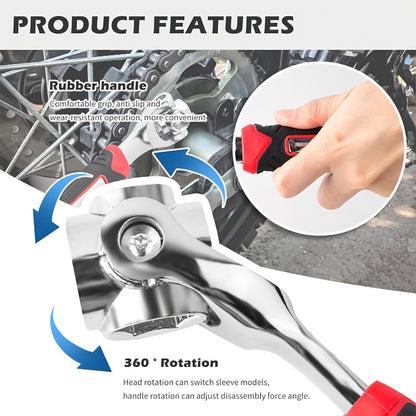 Universal Wrench 52 in 1 Socket Wrench Multifunction Wrenches Tool with 360° Rotating Head