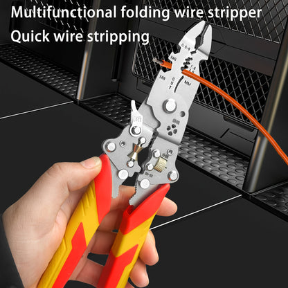 All In One Multi - Foldable Wire Stripping Pliers: High Carbon Steel Multifunction tool DIY and Craft