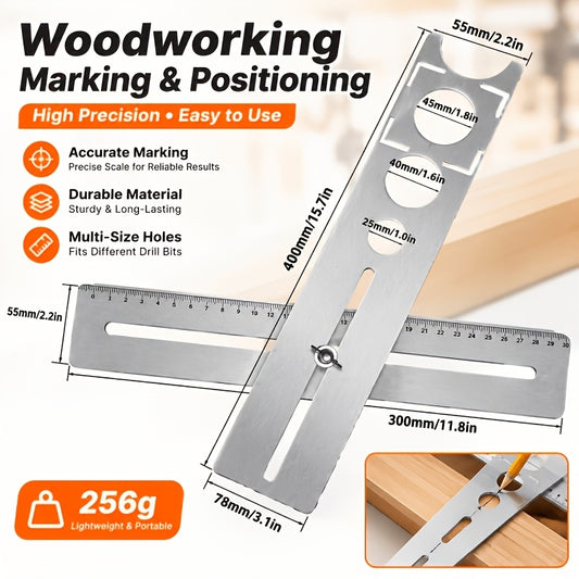 304 Stainless Steel Multi-Functional Master Ruler - Accurate Hole Positioning Tool for Ceramic Tiles And Marble, Industrial Angle Square with Measuring And Marking Instrument, Tile Installation Essentials