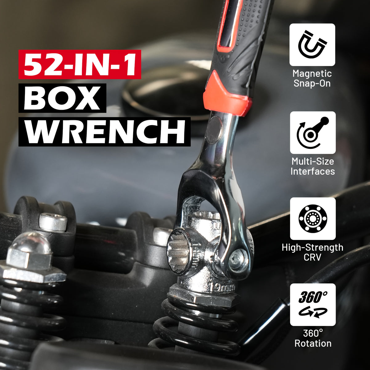 Universal Wrench 52 in 1 Socket Wrench Multifunction Wrenches Tool with 360° Rotating Head