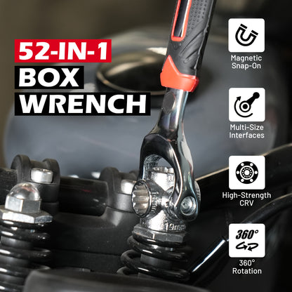 Universal Wrench 52 in 1 Socket Wrench Multifunction Wrenches Tool with 360° Rotating Head