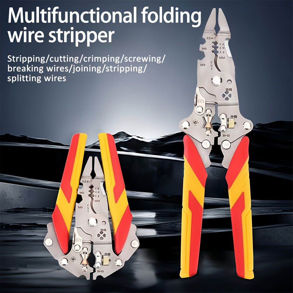 All In One Multi - Foldable Wire Stripping Pliers: High Carbon Steel Multifunction tool DIY and Craft