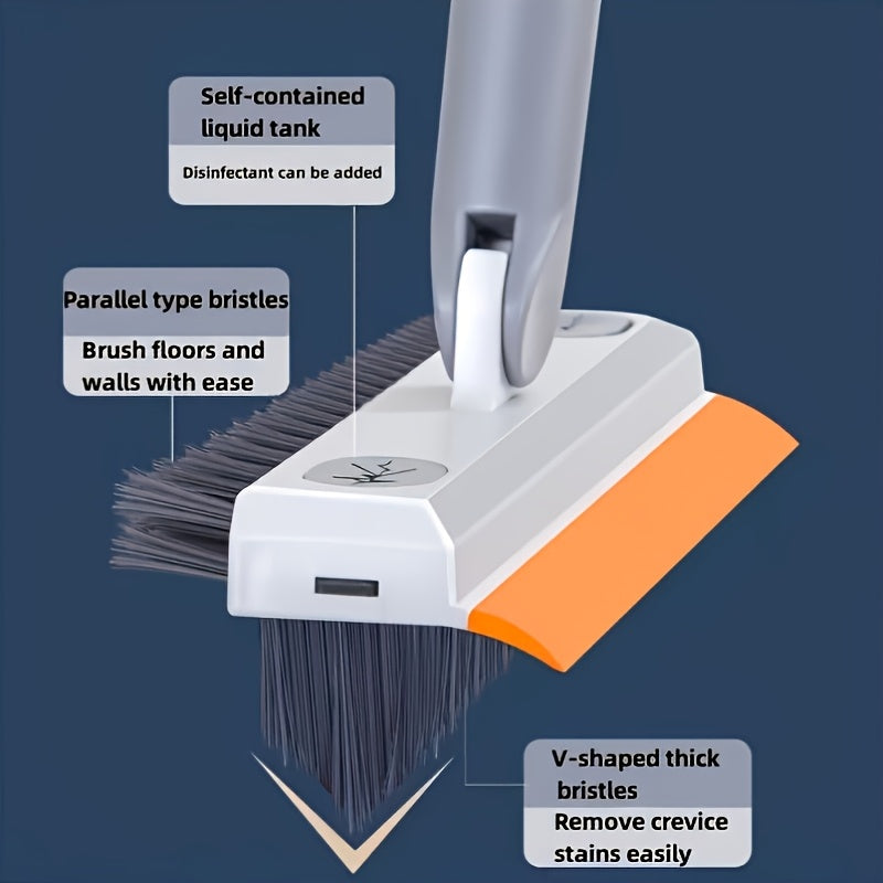 2-in-1 Bathroom Cleaning Brush with Wiper - Long Handle 120° Rotate Toilet Brush