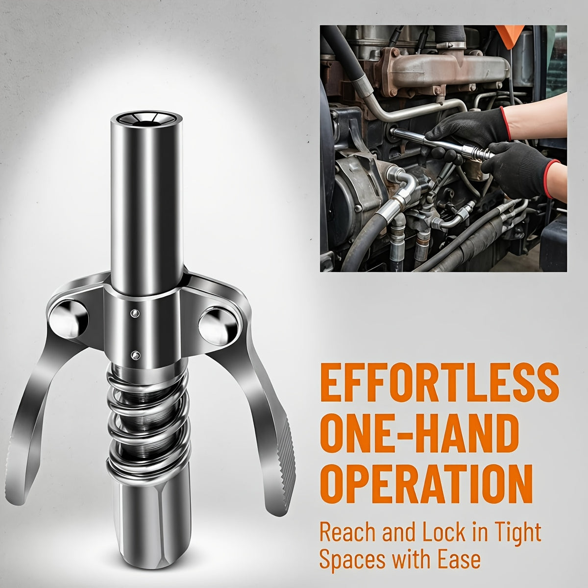 Grease Gun Coupler, Double Handles Quick Release Grease Nozzle Joint Fittings with 6 Thickened Jaws
