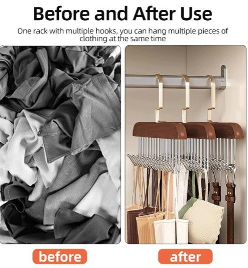 Multi Hook Coat Racks 360 Degree Space Saving Hangers with 8 Hooks