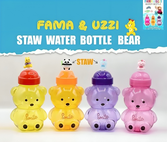 (Pack of 2) Fama and Uzzi Bear Straw Water Bottle For Kids