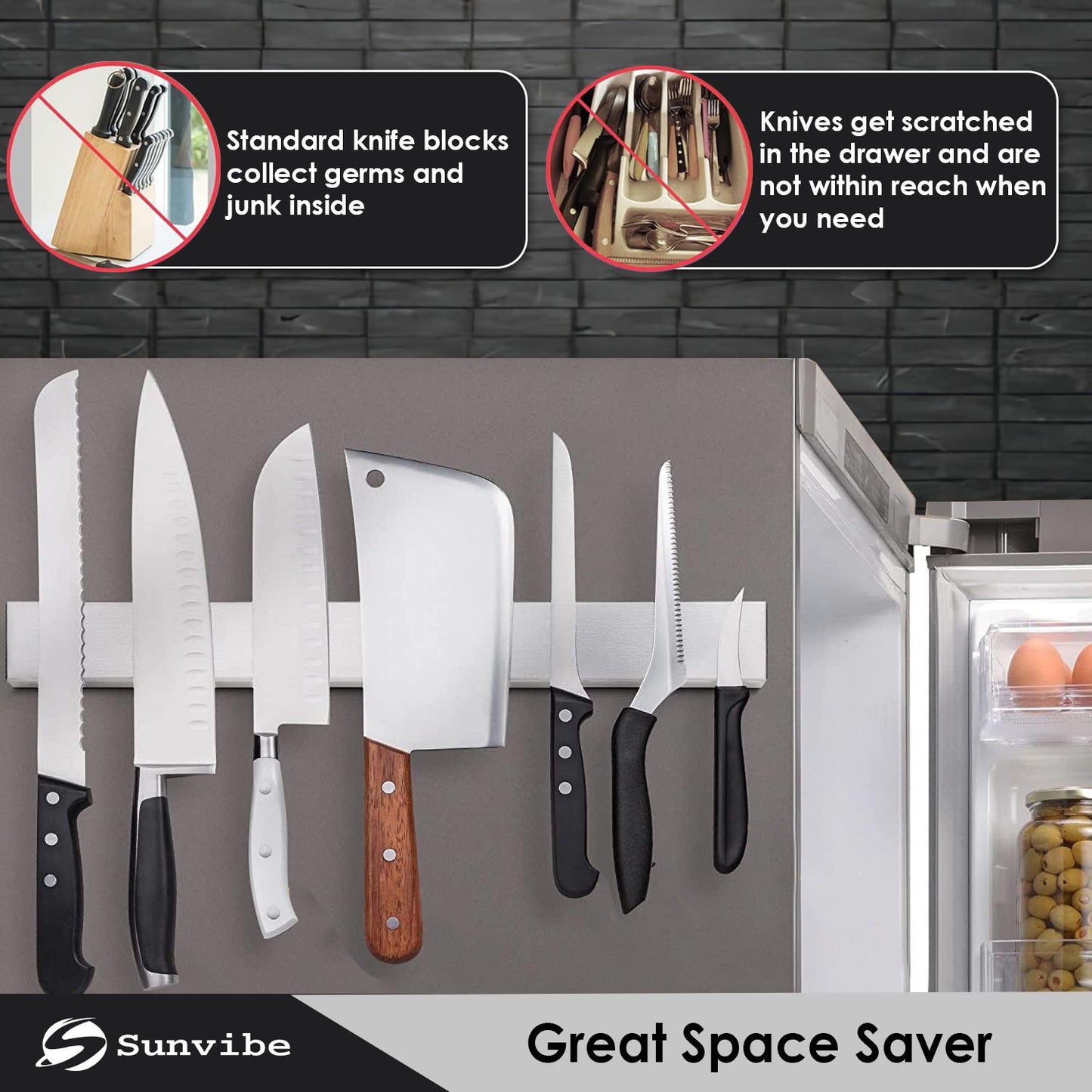 Magnetic Knife Strip – Wall Mounted Knife Bar with Strong Magnet