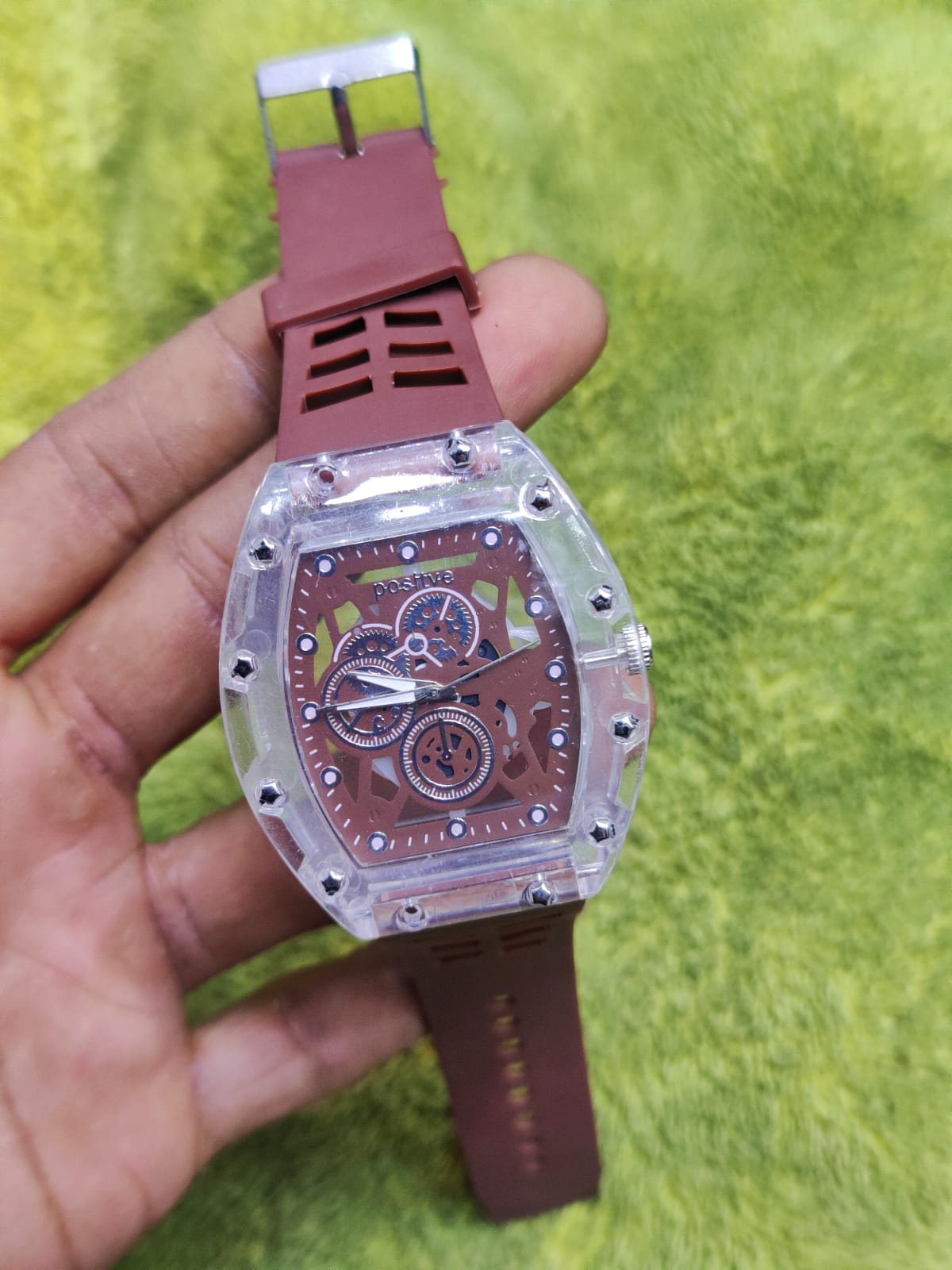 (Pack of 2) Positive Sports Wear Rectangle Shaped Clock Dial Analog Wristwatch For Kids and Men