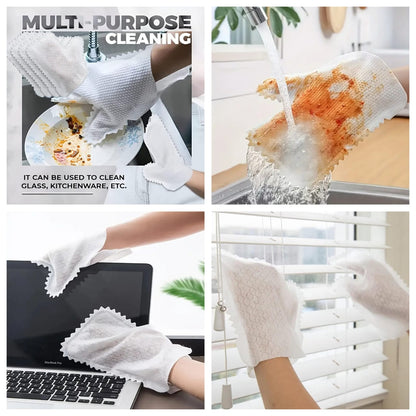 (Pack of 10) Reusable Dust Cleaning Non Woven Fish Scale Duster Household Kitchen Gloves Clean Tools