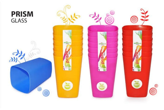 (Pack of 12) Plastic Prism Glass Set For Home and Outdoor Use