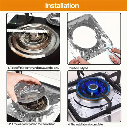 (Pack of 10) Disposable Oil Resistant and Heat Proof Aluminum Covers for Gas Stove Burners