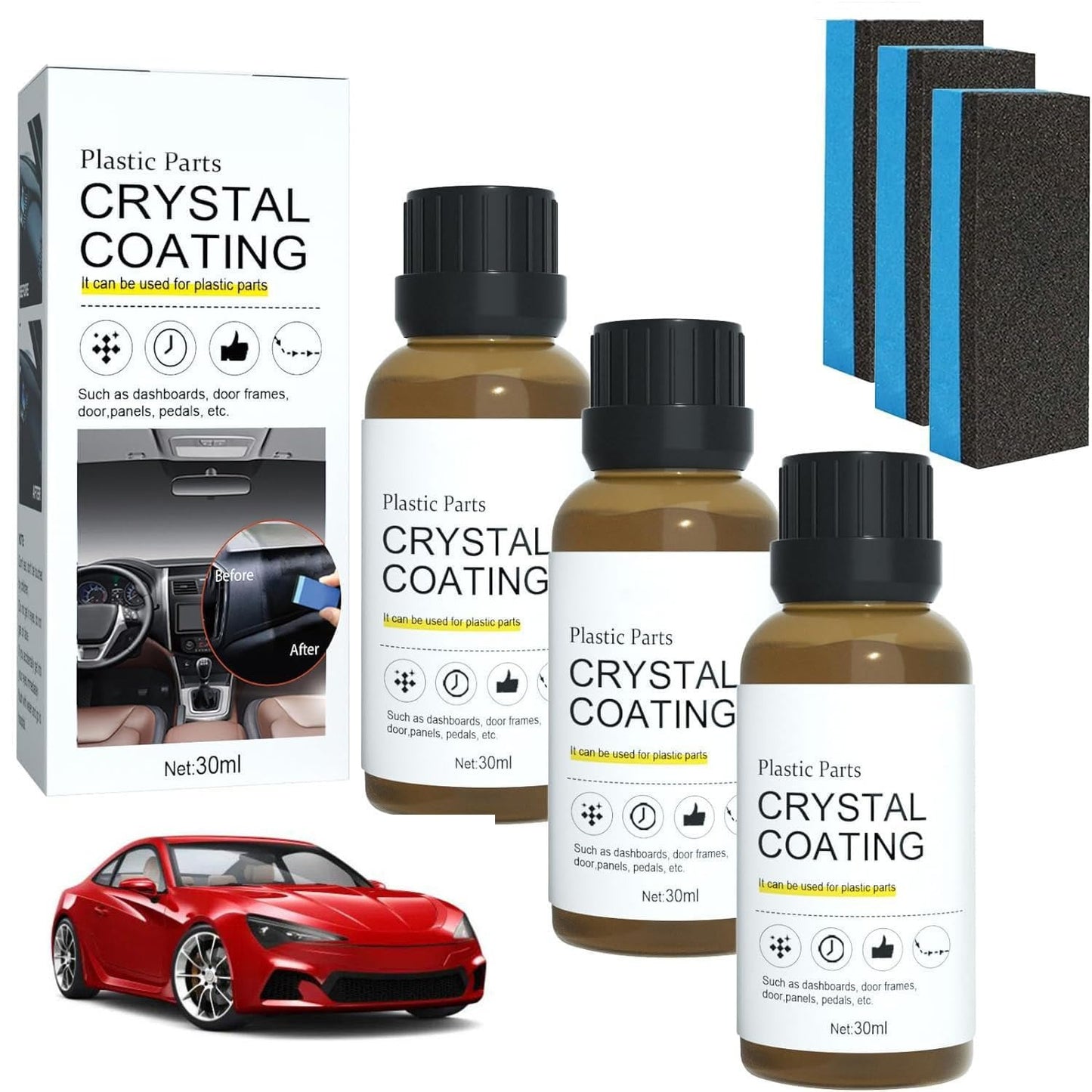 ( BUY 1 GET 2 ) Crystal Coating For Car & Bike Plastic Parts