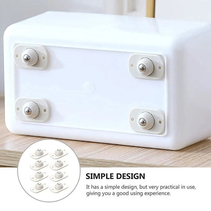 Self-Adhesive Rotating Mini Wheels for Storage Boxes & Bins