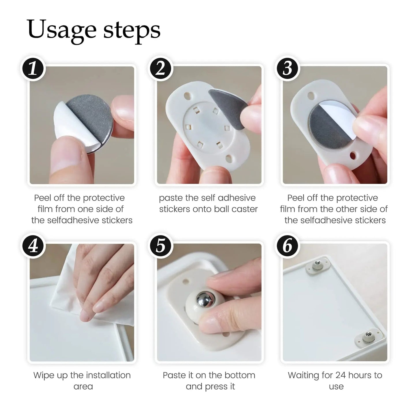 Self-Adhesive Rotating Mini Wheels for Storage Boxes & Bins